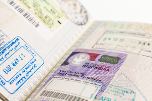 Detail of 2014 Indonesia Visa on passport